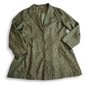 Eileen Fisher Silk Sequin Embroidered Lightweight Jacket Pockets Womens M Artsy